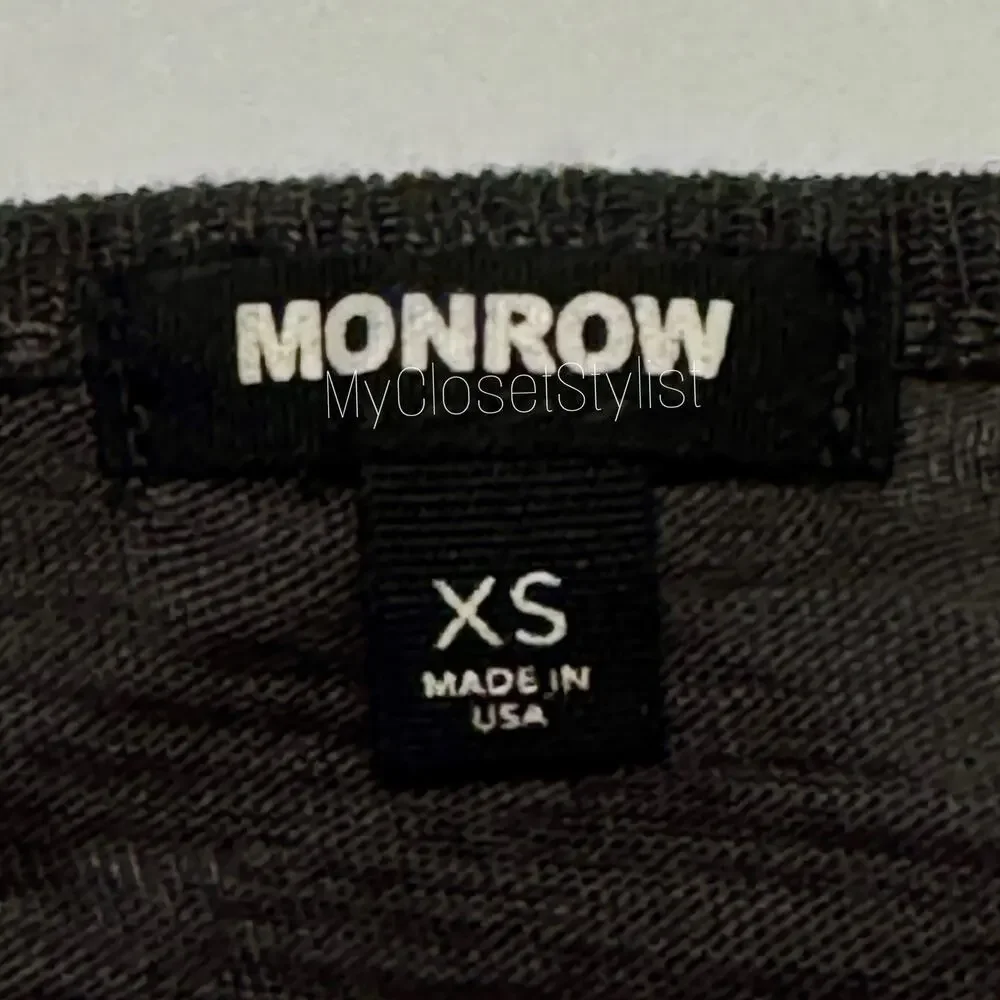 Shopbop Monrow Long Sleeve Black Camo Athleisure Top! Near New Mixed Media XS-S - Picture 8 of 8